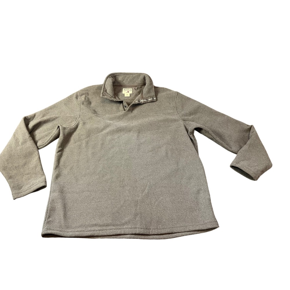 RedHead Mens Large Waffle Knit Snap Mock Neck Pullover Tan Brown Outdoor Sweater